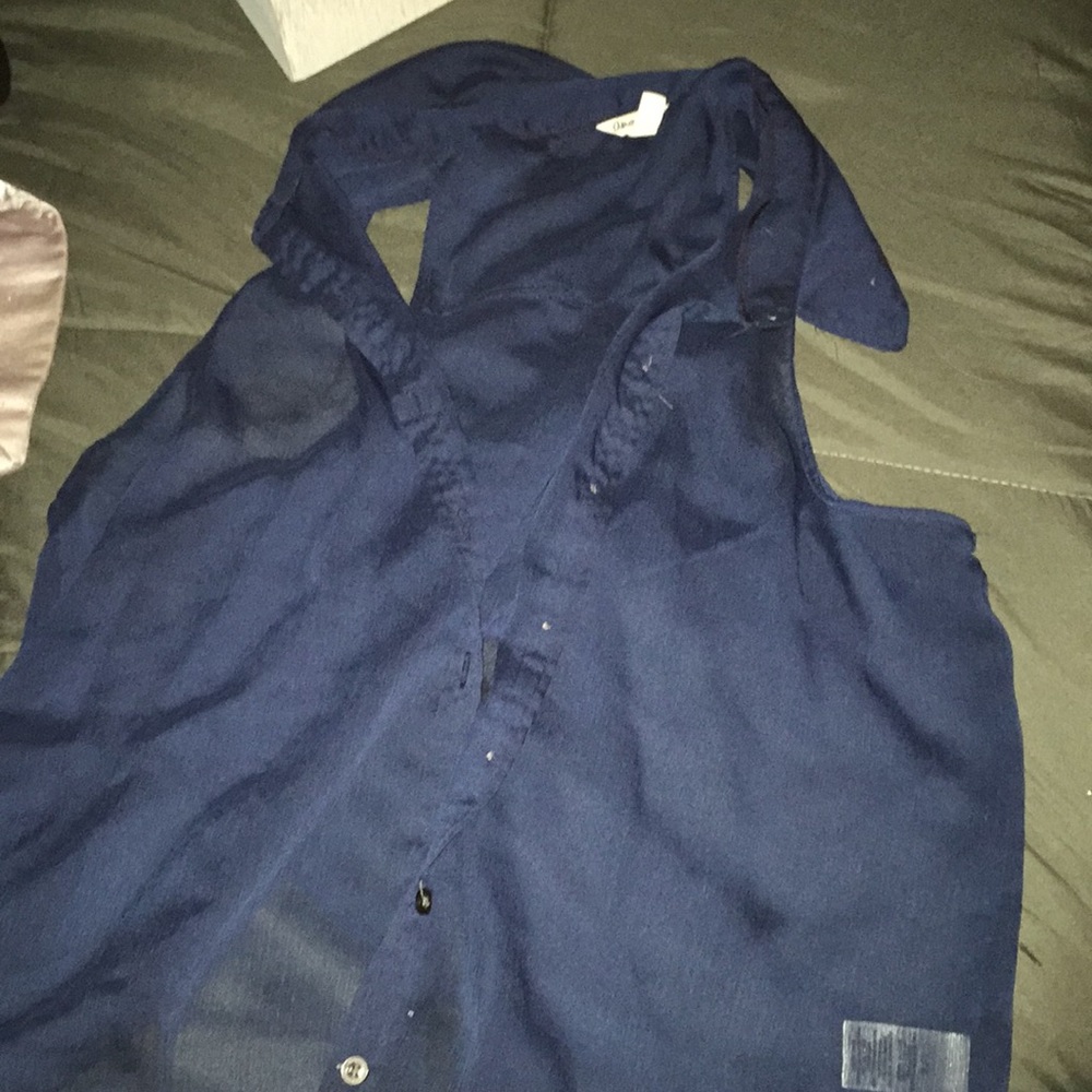 Thin Button Down Cover-over Sleeveless Color Piece